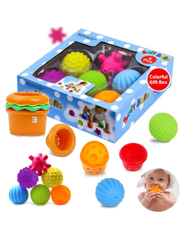 Bolas Sensoriales ROHSCE para Bebés - Juguetes Multicolor 6 Piezas