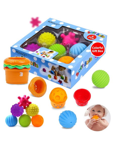 Bolas Sensoriales ROHSCE para Bebés - Juguetes Multicolor 6 Piezas
