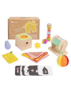 Juguetes Montessori 8 en 1 para Bebés 0-6 Meses - Desarrollo Sensorial