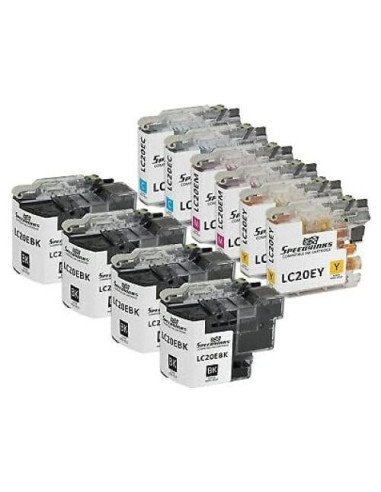 Cartucho de Tinta Compatible Brother LC20E Super Alta Capacidad - 10 Piezas
