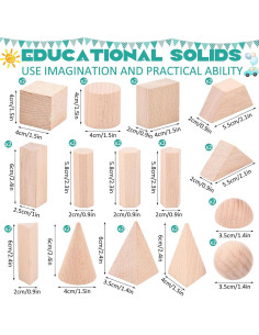 Bloques Geométricos de Madera Syhood 15 Piezas 3D Educativos 2