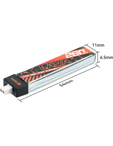 Baterías Lipo 1S 260mAh BETAFPV 80C con Conector BT2.0 - 5 Pcs