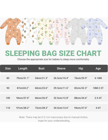 Saco de Dormir para Bebés MICHLEY 100% Algodón Oveja 4-6T