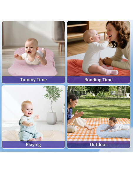 Alfombra de Juego para Bebés Vicorise 100% Algodón Rosa 75x45cm