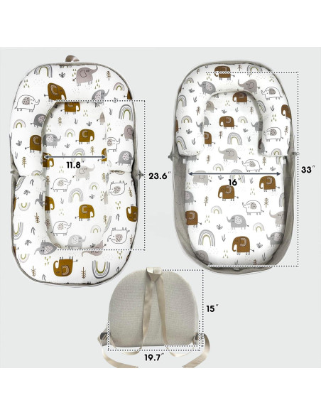 Cojín Plegable para Bebé UGRASEA Blanco - Cuna Portátil 0-24 Meses