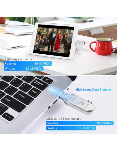 Memoria Flash 256GB 3-en-1 JD006 para iPhone y Android