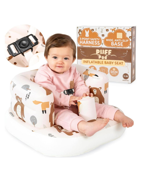 Silla Inflable para Bebé Puff Pod con Arnés y Bomba - 3 a 36 Meses