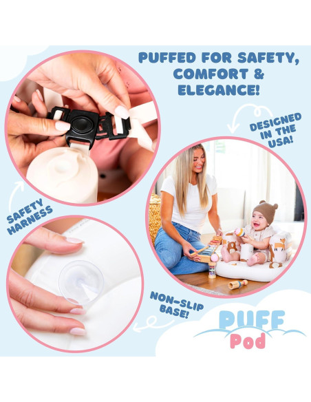 Silla Inflable para Bebé Puff Pod con Arnés y Bomba - 3 a 36 Meses