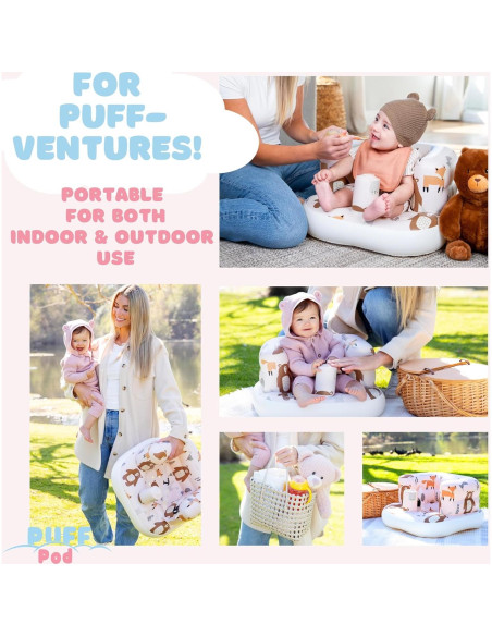 Silla Inflable para Bebé Puff Pod con Arnés y Bomba - 3 a 36 Meses