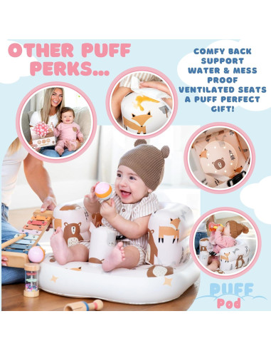 Silla Inflable para Bebé Puff Pod con Arnés y Bomba - 3 a 36 Meses