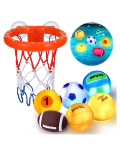Juguetes de baño iluminados TNOIE con aro de baloncesto