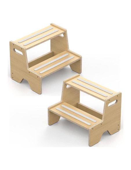 Escalera de Madera para Niños Uiirvdy - 2 Escalones Antideslizante