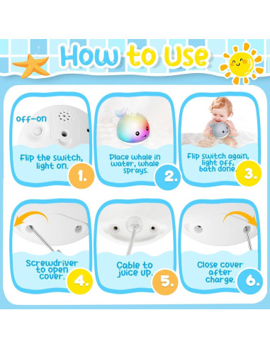 Juguete de Baño Ballena TFS TOP-FANS Iluminado 6-12 Meses