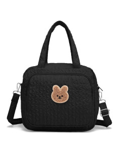 Bolso de Pañales Pequeño Nylon Negro - 8 Bolsillos, Ligero