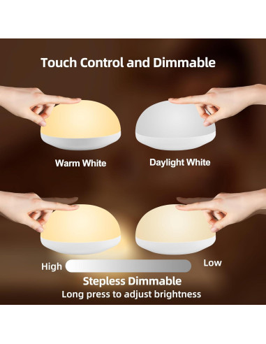 Luz Nocturna LEDIKON para Bebés, Recargable y Táctil, 2 Modos