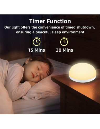 Luz Nocturna LEDIKON para Bebés, Recargable y Táctil, 2 Modos