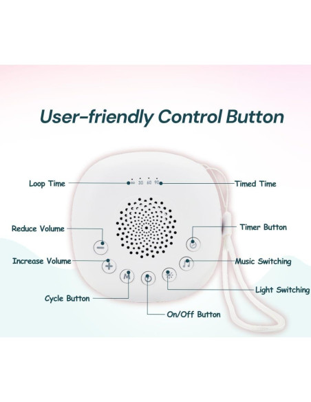 Máquina de Ruido Blanco Blessique - Portátil, 20 Sonidos, Luz Nocturna