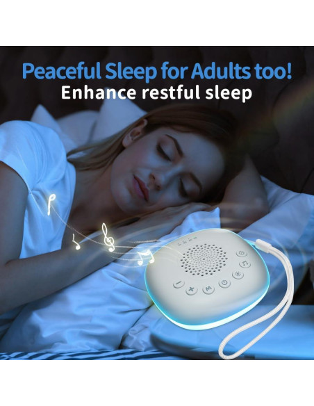 Máquina de Ruido Blanco Blessique - Portátil, 20 Sonidos, Luz Nocturna