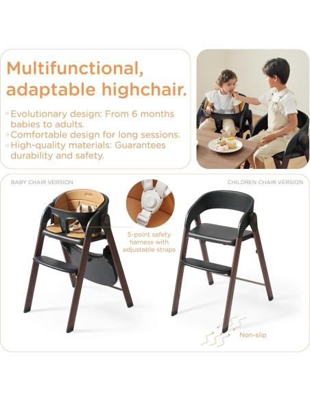 Silla Alta KUB Ajustable Plegable para Bebés y Niños 127kg