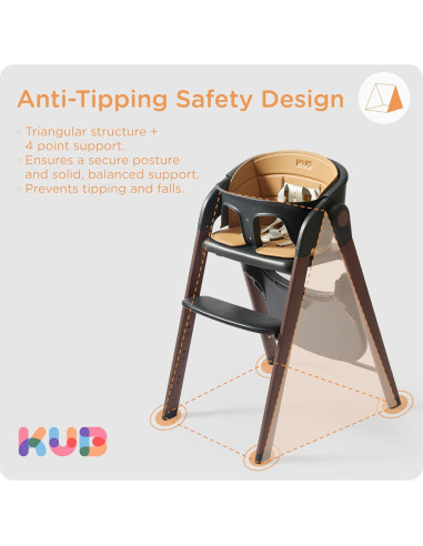 Silla Alta KUB Ajustable Plegable para Bebés y Niños 127kg