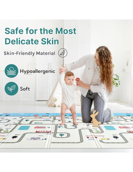 Alfombra de Juego Plegable para Bebés 200x180cm No Tóxica