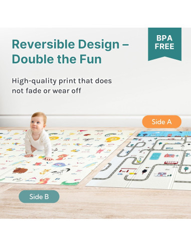 Alfombra de Juego Plegable para Bebés 200x180cm No Tóxica