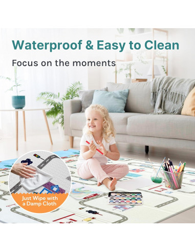 Alfombra de Juego Plegable para Bebés 200x180cm No Tóxica