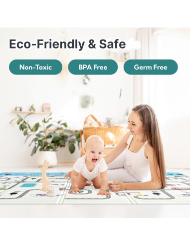 Alfombra de Juego Plegable para Bebés 200x180cm No Tóxica
