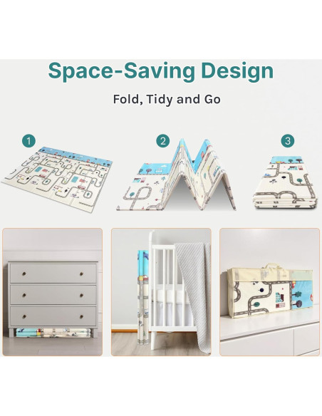 Alfombra de Juego Plegable para Bebés 200x180cm No Tóxica