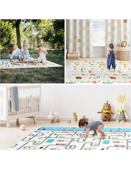 Alfombra de Juego Plegable para Bebés 200x180cm No Tóxica