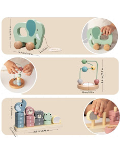 Juguetes Montessori ELLIANI de Madera 3 en 1 para Bebés 2
