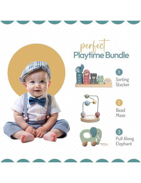 Juguetes Montessori ELLIANI de Madera 3 en 1 para Bebés