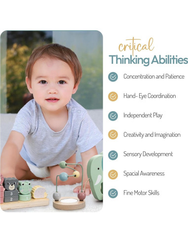 Juguetes Montessori ELLIANI de Madera 3 en 1 para Bebés