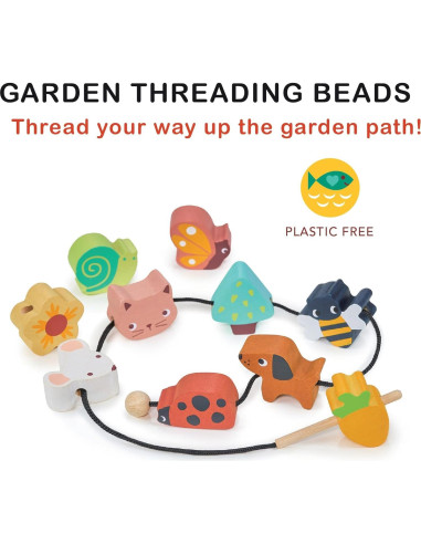 Cuentas de Enhebrado de Jardín Mentari - 11 Piezas de Madera
