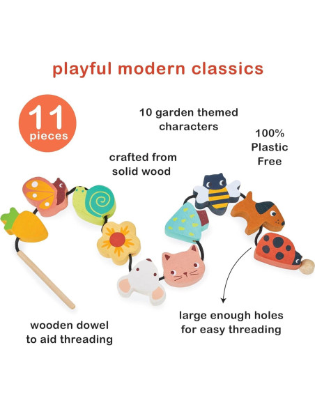 Cuentas de Enhebrado de Jardín Mentari - 11 Piezas de Madera