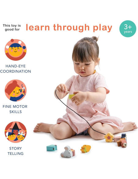 Cuentas de Enhebrado de Jardín Mentari - 11 Piezas de Madera