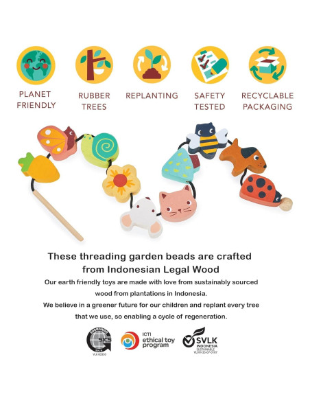 Cuentas de Enhebrado de Jardín Mentari - 11 Piezas de Madera