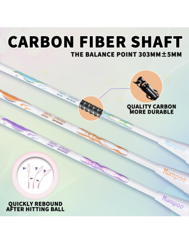 Raqueta de Bádminton KUMPOO DS-203 Fibra de Carbono 75g