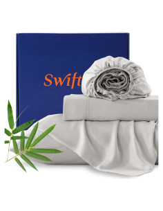 Juego de Sábanas King Swiftify 4 Piezas Viscosa Bambú Gris
