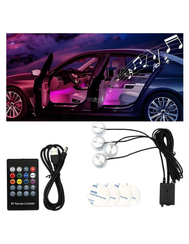 Luz LED Interior de Coche Bittwee 5 en 1 Multicolor USB