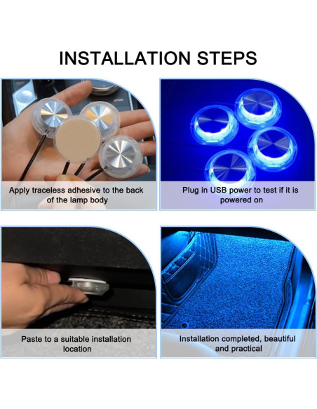 Luz LED Interior de Coche Bittwee 5 en 1 Multicolor USB