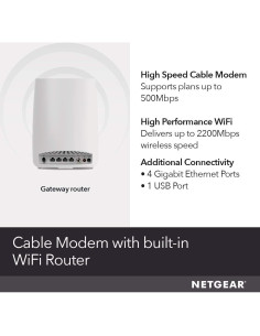 Módem por Cable Netgear Orbi CBR40 + Enrutador WiFi AC2200 2