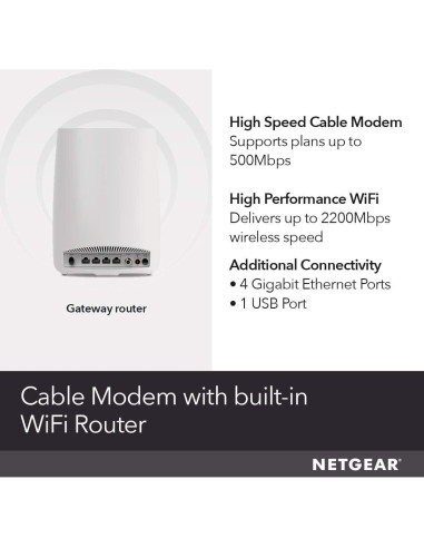 Módem por Cable Netgear Orbi CBR40 + Enrutador WiFi AC2200