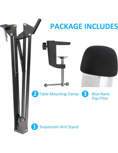 Soporte de Micrófono Yeti Nano YOUSHARES con Filtro Antipop 2