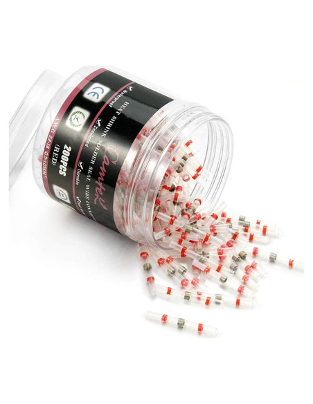 200 Conectores de Cable Termocontraíbles Camtek Rojo 22-18 AWG