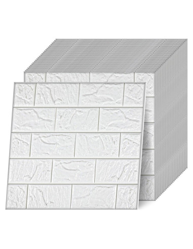 30 Paneles de Pared 3D Autoadhesivos Prasacco Ladrillo Blanco