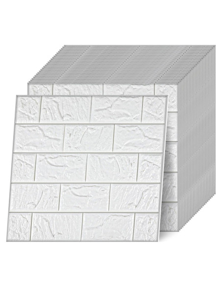 30 Paneles de Pared 3D Autoadhesivos Prasacco Ladrillo Blanco