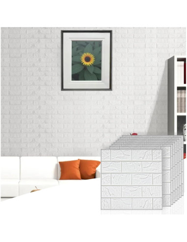 30 Paneles de Pared 3D Autoadhesivos Prasacco Ladrillo Blanco