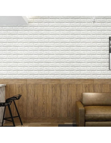 30 Paneles de Pared 3D Autoadhesivos Prasacco Ladrillo Blanco