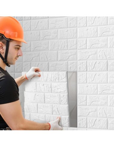 30 Paneles de Pared 3D Autoadhesivos Prasacco Ladrillo Blanco